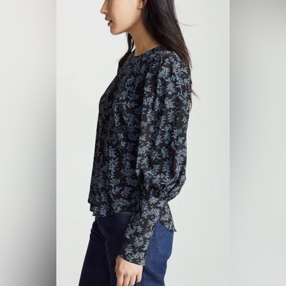Veronica Beard Tops - Veronica Beard Black Clarke Silk Blouse. Button Back, Leg of Mutton Sleeves.